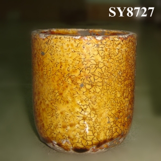 Round yellow glazed antique pot