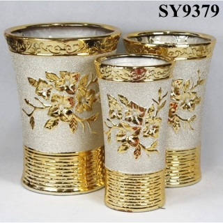 Shining ceramic galvanized flower pots