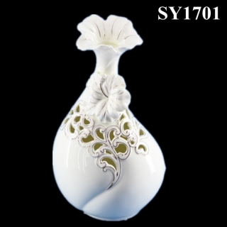 Hollow out decorative liquid gold white decoration vase