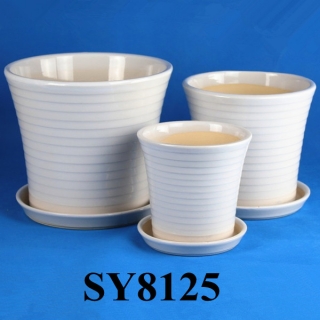white glazed ceramic planter pots