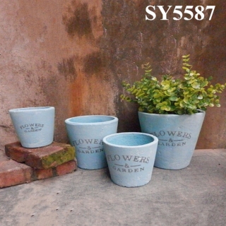 Round cement garden flower pot