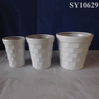 white glazed ceramic indoor plant pots