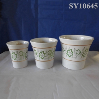 Round ceramic white flower pot