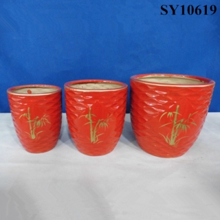 irregular round red ceramic flower pot