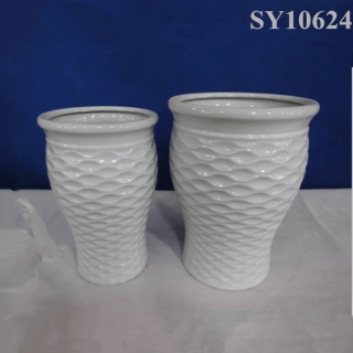 Different size white indoor outdoor round flower pot
