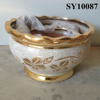 golded flower galvanized indoor and outdoor flower pot
