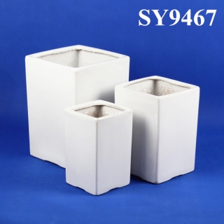 Unique shape white square decoration flower pot