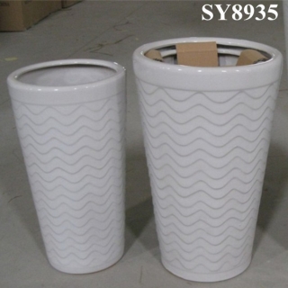 Tall ceramic white large flower pot