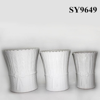 3 different sizes white ceramic garden pot decorations