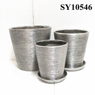 Unique design silvery coil ceramic plant pot