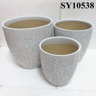 Ceramic printing white flower pot