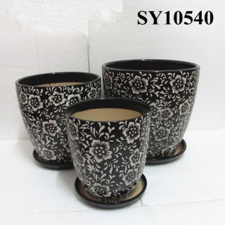 Decorative black ceramic pots garden