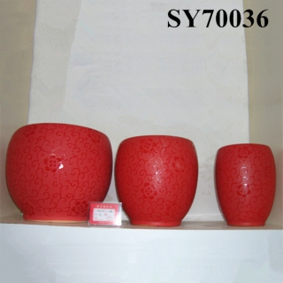 High quality garden decoration bright red pot