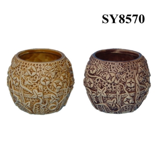Sea world carving glazed ceramic pots