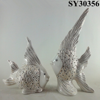 decoration with liquid gold ceramic fish crafts