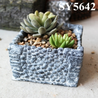 cement garden square clay pot