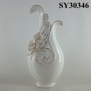 Decorative white ceramic and porcelain vases