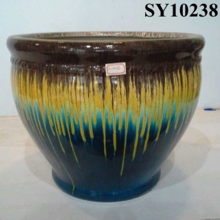 Colorful flowing glaze ceramic round flower pots