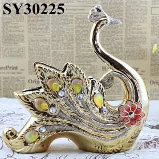 Home decor gold galvanized peacock decoration