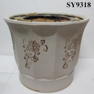Carving pattern whtie garden decoration flower pot