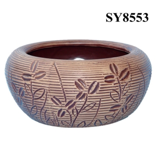 Ceramic pattern embossed round planters pot