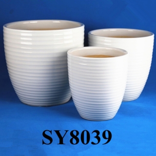 White glazed ceramic pots large planter