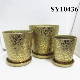 Gold ceramic decoration indoor flower pot