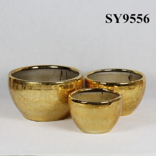 Round plain golden home decoration flower pot