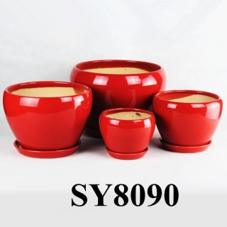 dard red glazed earthen bowl shape red ceramic planter pot