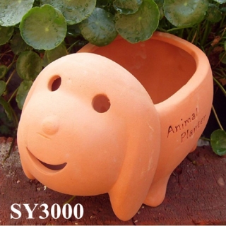 lap dog terracotta animal flower pot