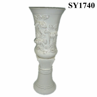 White glazed roman style garden pot set