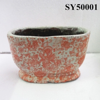 Orange pattern decoration decal old stone flower pot
