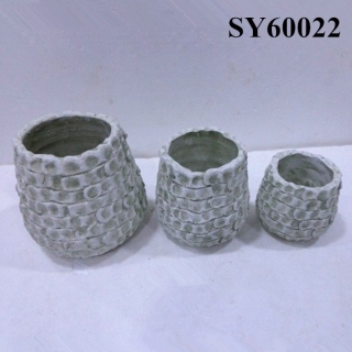 Stone like white clay round decoration flower pot