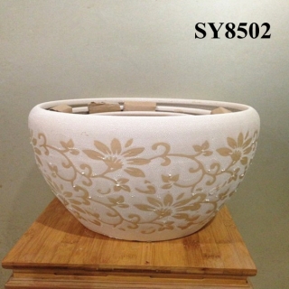 Big bowl shape ceramic indoor plant pots