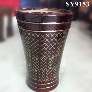 Gypsophila printing brown glazed morden pot