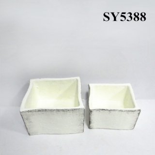 Squared white clay decoration flower pot