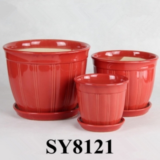 5" red ceramic garden pot