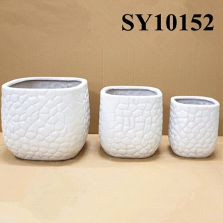 pure white square planter pots