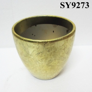 Shining plain golden ceramic decoration flower pot