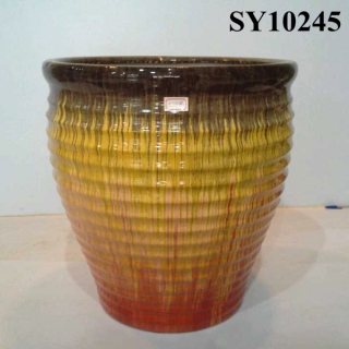 Pot for flower unique lines and color ceramic glazed pot