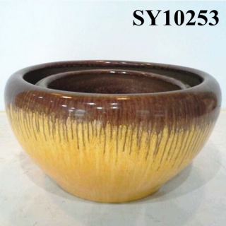 Unique color mixed ceramic gift pot