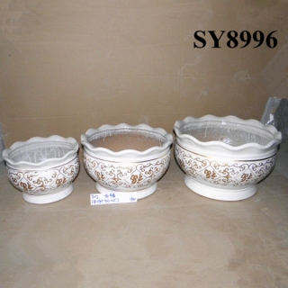 White flower shape porcelain chaozhou pot