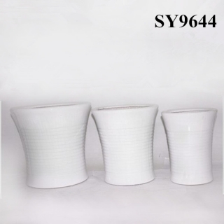 White ceramic garden flower pot