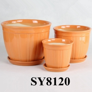7" orange ceramic planter pots
