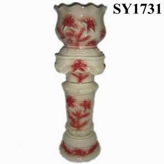 Red painting roman style decoration pot set