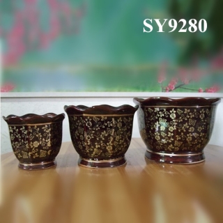 Decorative border ceramic glazed flower pot