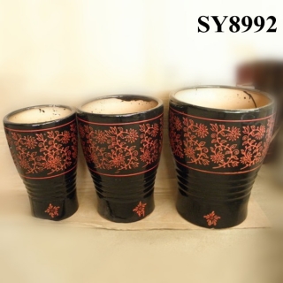 Black glazed red printing ceramic chaozhou pot