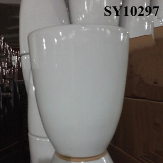 Pot for plant plain white ceramic glazed pot