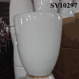 Pot for plant plain white ceramic glazed pot