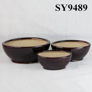 New product for sale ceramic pure black glazed flower pot